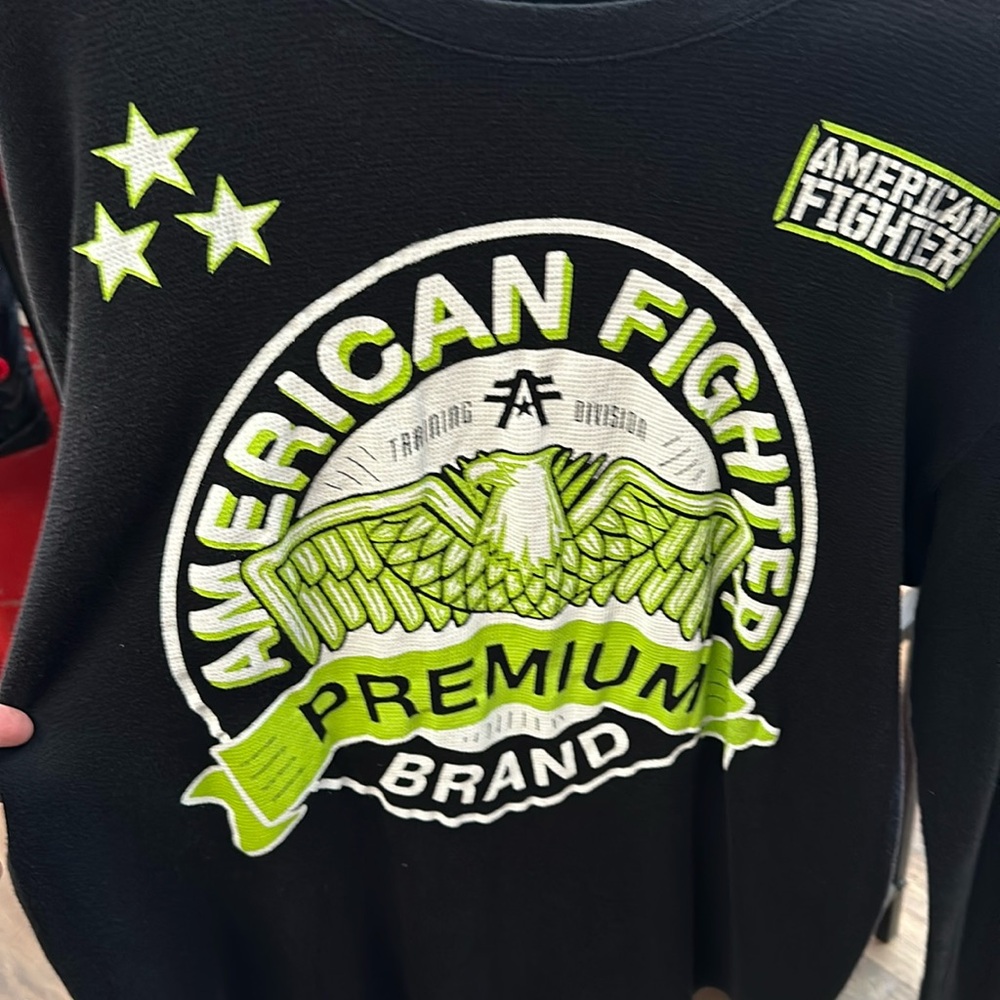 American Fighter LS shirt black with green/white 3xl